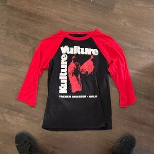 KULTURE VULTURE NOLA Red and Black Graphic Raglan Shirt
